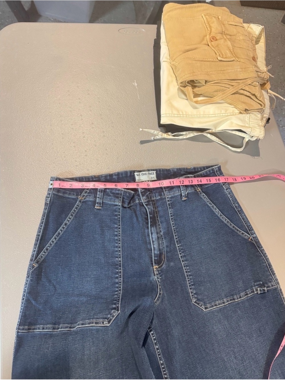 We The Free Wide Leg Dark Blue Jeans with Patch Pockets Like New - Picture 4 of 14
